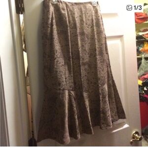 Mocha colored A-Line Paisley Skirt